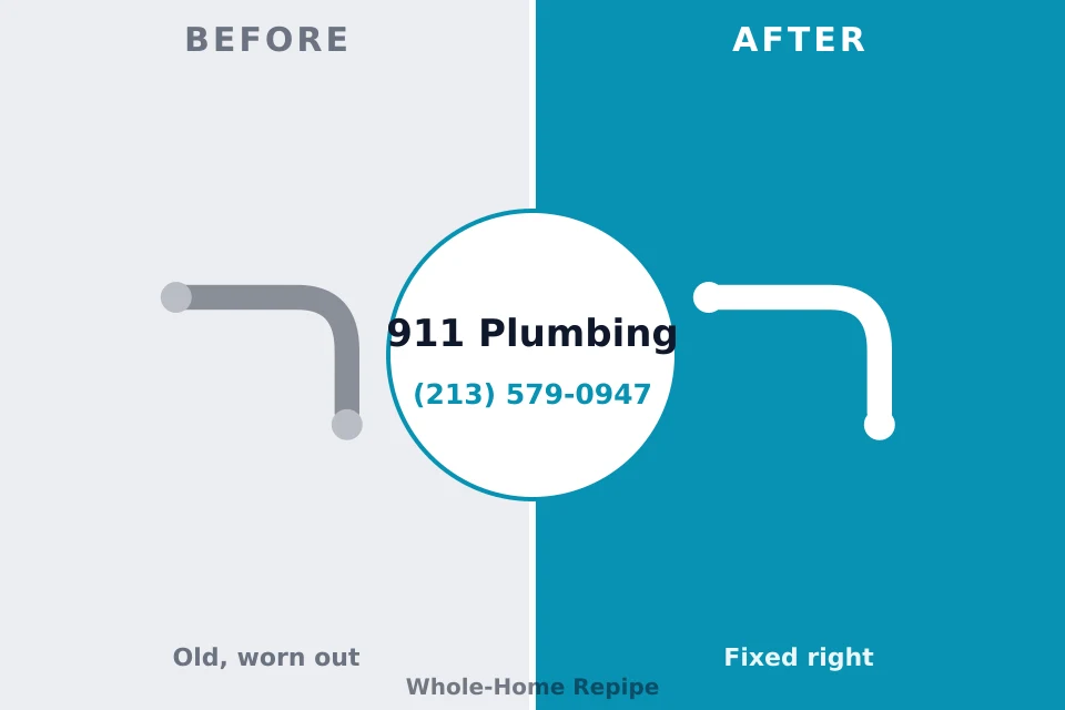 Before and after: plumbing repair Utica, IN
